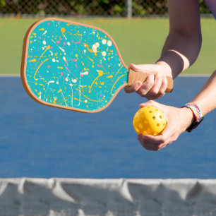 Abstract Paint Splash Pickleball Paddle