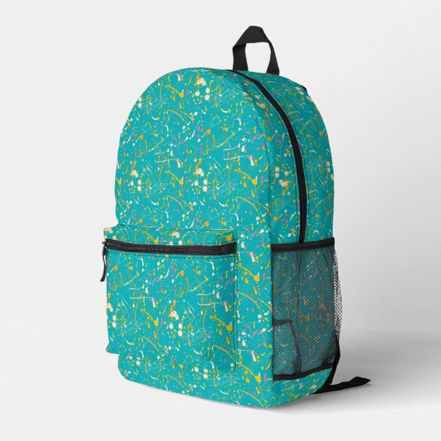 Abstract Paint Splash Printed Backpack (Back Corner Right)