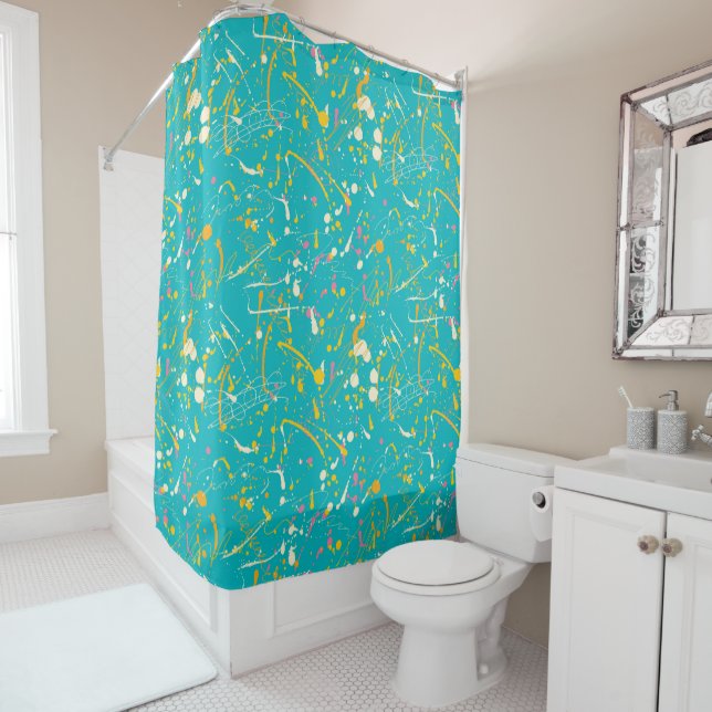 Abstract Paint Splash Shower Curtain (In Situ)