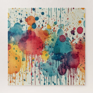 Abstract Paint Splats Multicolored Jigsaw Puzzle