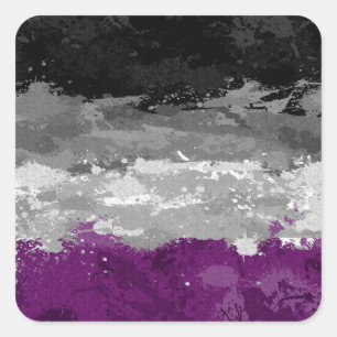 Abstract Paint Splatter Asexual Pride Flag Pattern Square Sticker