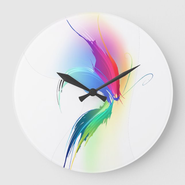 Abstract Paint Splatter Butterfly Large Clock (Front)