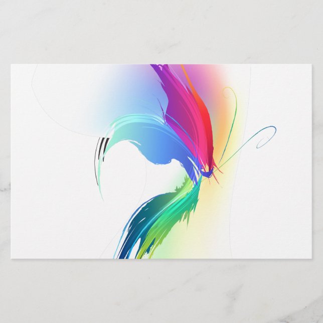 Abstract Paint Splatter Butterfly Stationery (Front)