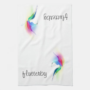Abstract Paint Splatter Butterfly Tea Towel