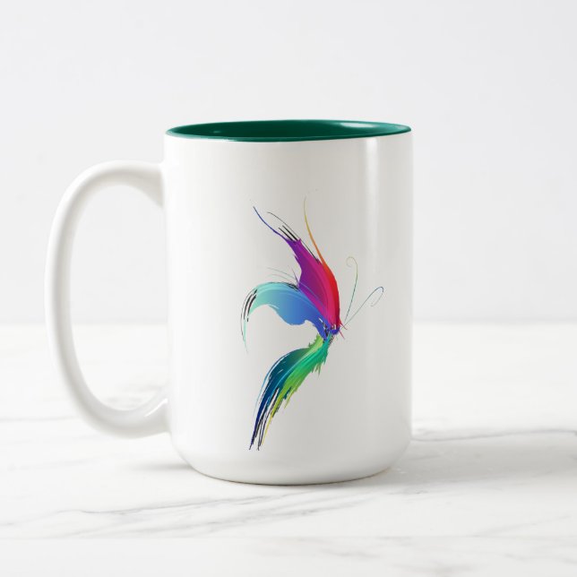 Abstract Paint Splatter Butterfly Two-Tone Coffee Mug (Left)