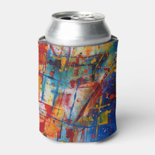 Abstract Paint Splatter Can Cooler