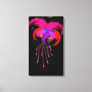 Abstract Paint Splatter Fuchsia on Black Canvas Print
