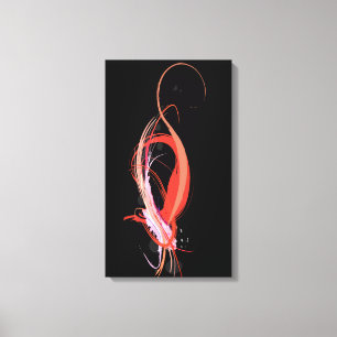 Abstract Paint Splatter Pink Flamingo on bBlack Canvas Print