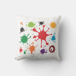Abstract Paint Splatter Throw Pillows