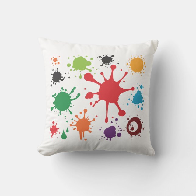Abstract Paint Splatter Throw Pillows (Front)