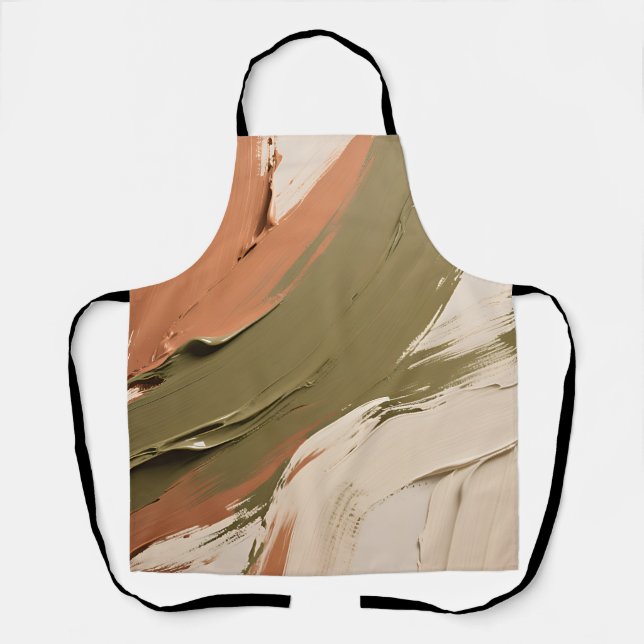 Abstract Paint Strokes Neutral Earth Tones Apron (Front)