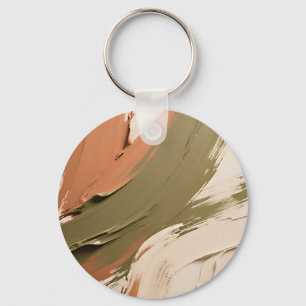 Abstract Paint Strokes Neutral Earth Tones Key Ring