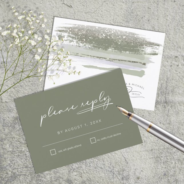 Abstract Paint Strokes Wedding RSVP ID886 Card (Creator Uploaded)