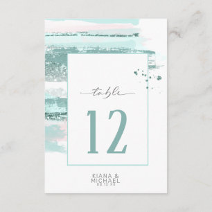 Abstract Paint Strokes Wedding Table Teal ID886 Invitation