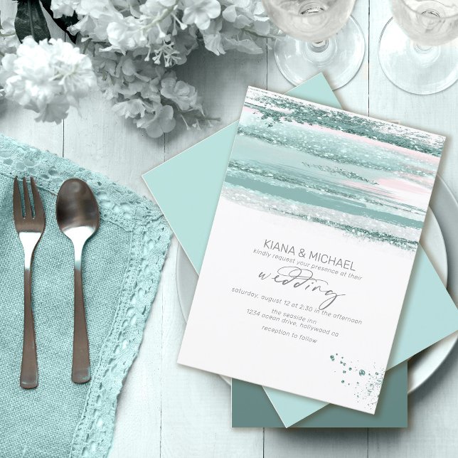 Abstract Paint Strokes Wedding Teal ID886 (Creator Uploaded)