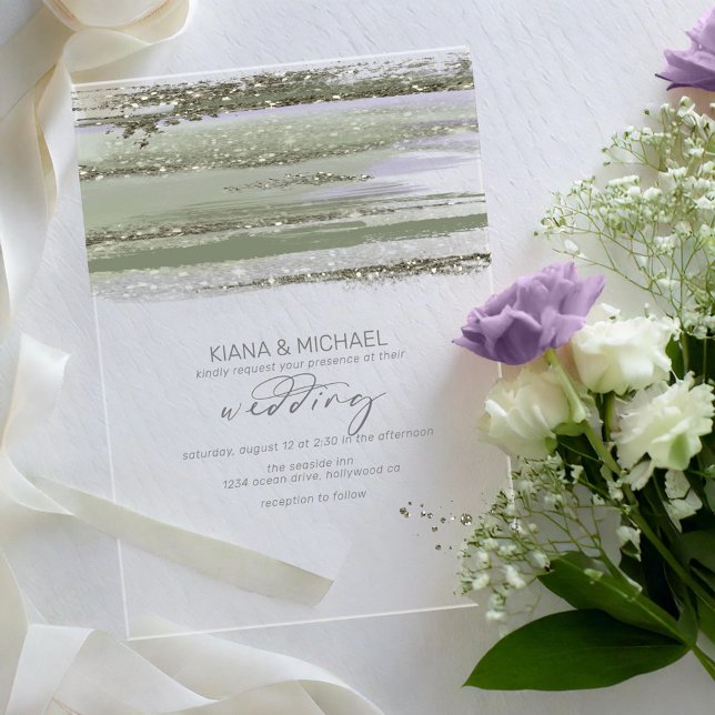 Abstract Paint Strokes Wedding V3 ID886 Acrylic Invitations (Creator Uploaded)