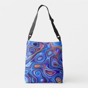 Abstract Paint Swirls Purple Pink Blue Orange Crossbody Bag