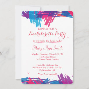 Abstract Paint with Water Colour Bachelor Party Invitation