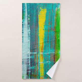 Abstract painted canvas. Oil paints on a palette.  Bath Towel