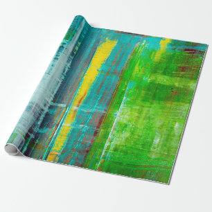 Abstract painted canvas. Oil paints on a palette.  Wrapping Paper