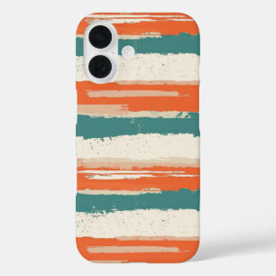 Abstract Painted Distressed Stripes Terracotta iPhone 16 Case