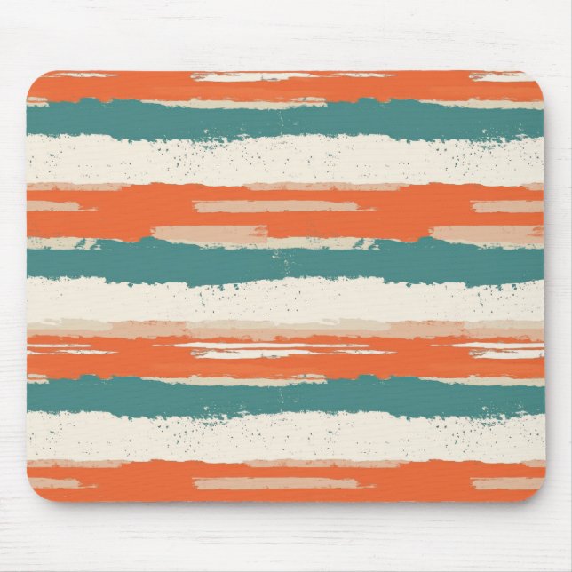 Abstract Painted Distressed Stripes Terracotta Mouse Pad (Front)
