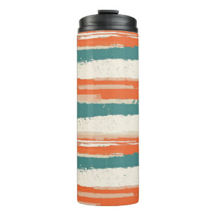 Abstract Painted Distressed Stripes Terracotta Thermal Tumbler