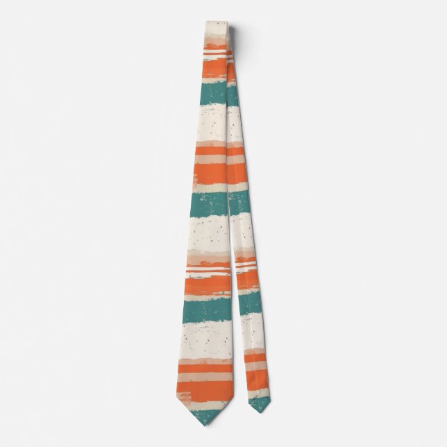 Abstract Painted Distressed Stripes Terracotta Tie (Front)