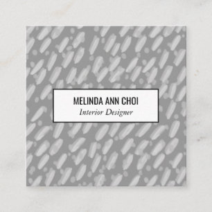 Abstract painted dots spots minimalist grey square business card