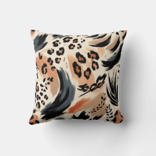 Abstract Painted Exotic Animal Print Leopard  Cushion