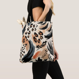 Abstract Painted Exotic Animal Print Leopard  Tote Bag