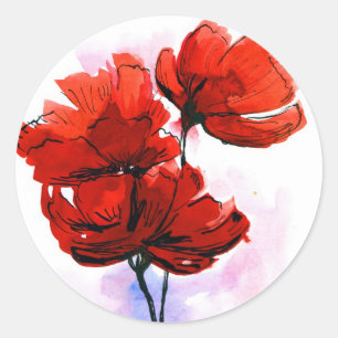 Abstract painted floral background 2 classic round sticker