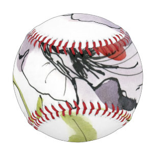Abstract painted floral background 3 baseball