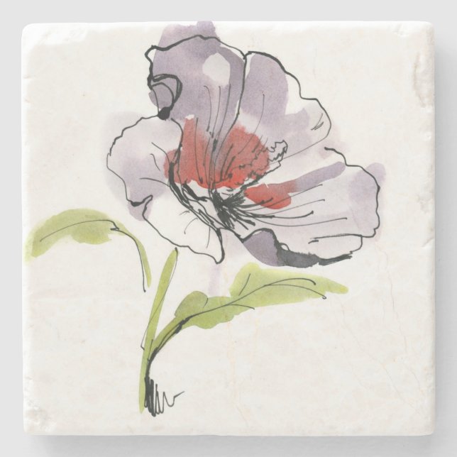 Abstract painted floral background 3 stone coaster (Front)