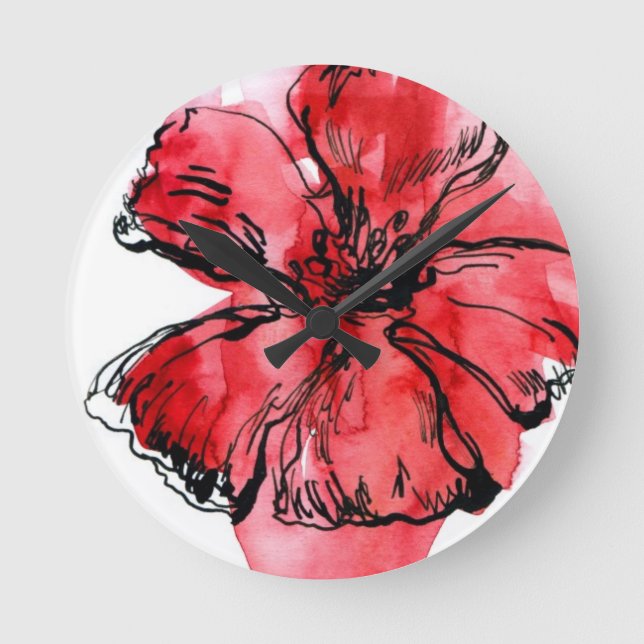 Abstract painted floral background 4 round clock (Front)