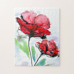 Abstract painted floral background jigsaw puzzle