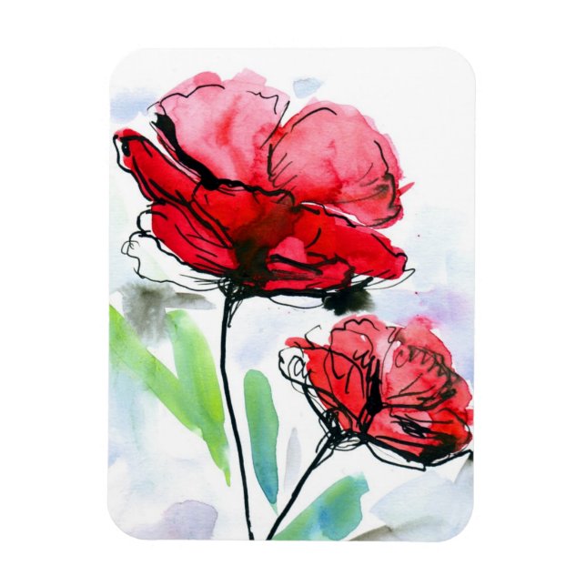 Abstract painted floral background magnet (Vertical)