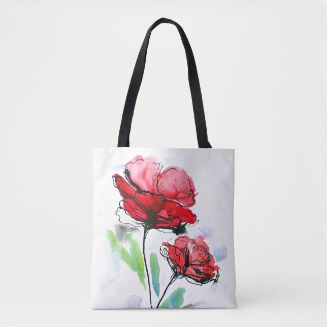 Abstract painted floral background tote bag (Front)