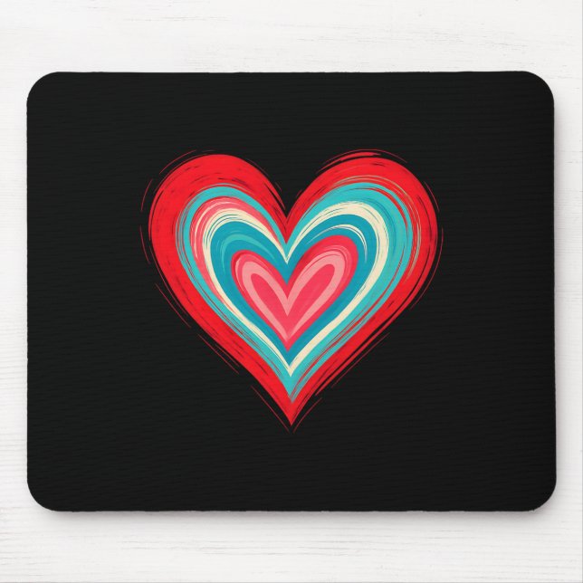 Abstract Painted Heart Valentine Love Art  Mouse Pad (Front)