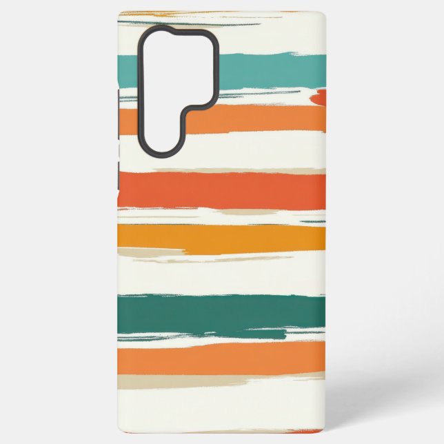 Abstract Painted Horizontal Brush Stripes Boho Samsung Galaxy S22 Ultra Case (Back)