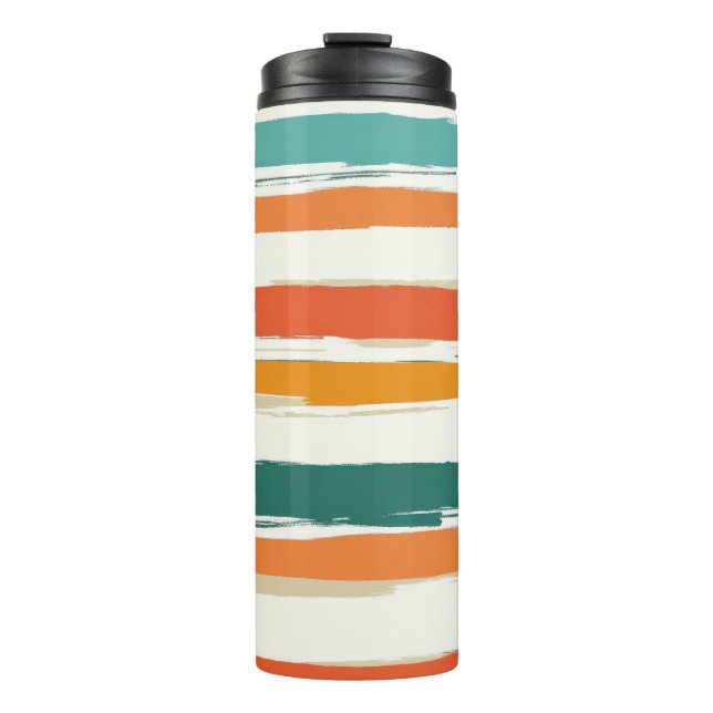 Abstract Painted Horizontal Brush Stripes Boho Thermal Tumbler (Front)