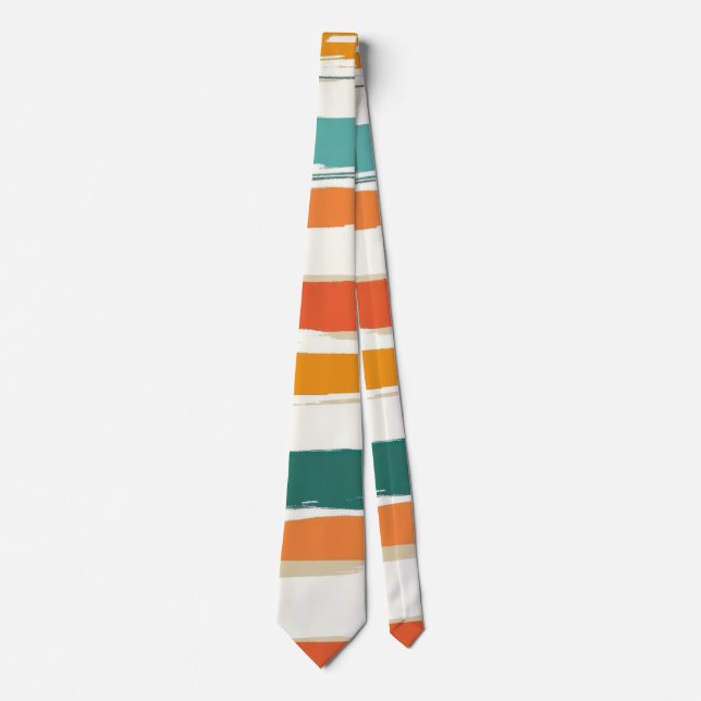 Abstract Painted Horizontal Brush Stripes Boho Tie (Front)
