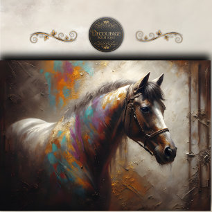 Abstract Painted Horse Portrait Decoupage Tissue Paper