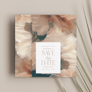 Abstract painted modern teal cream terracotta chic invitation
