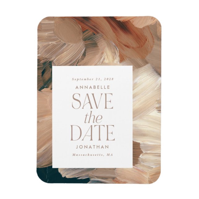 Abstract painted modern teal cream terracotta chic magnet (Vertical)