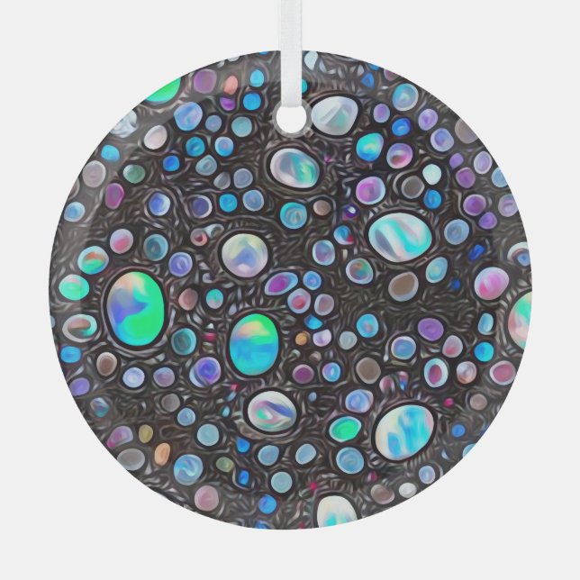 Abstract Painted Opal Gemstones Glass Tree Decoration (Front)