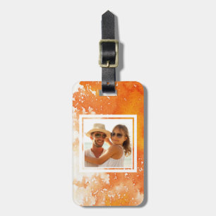 Abstract Painted Orange Watercolor   Add your Name Luggage Tag