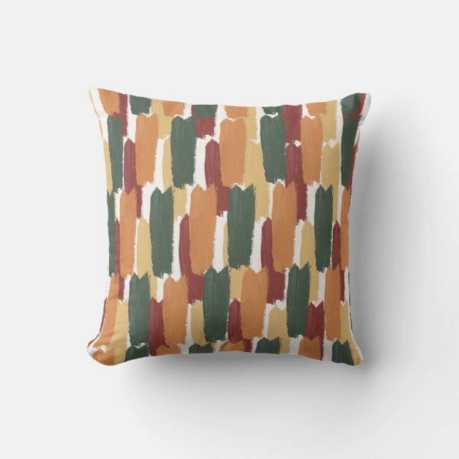 Abstract Painted Stripe Modern Mediterranean Hues Cushion (Front)