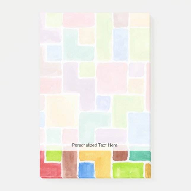 Abstract painted watercolor background. 2 post-it notes (Front)