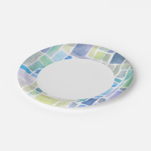 Abstract painted watercolor background. paper plate